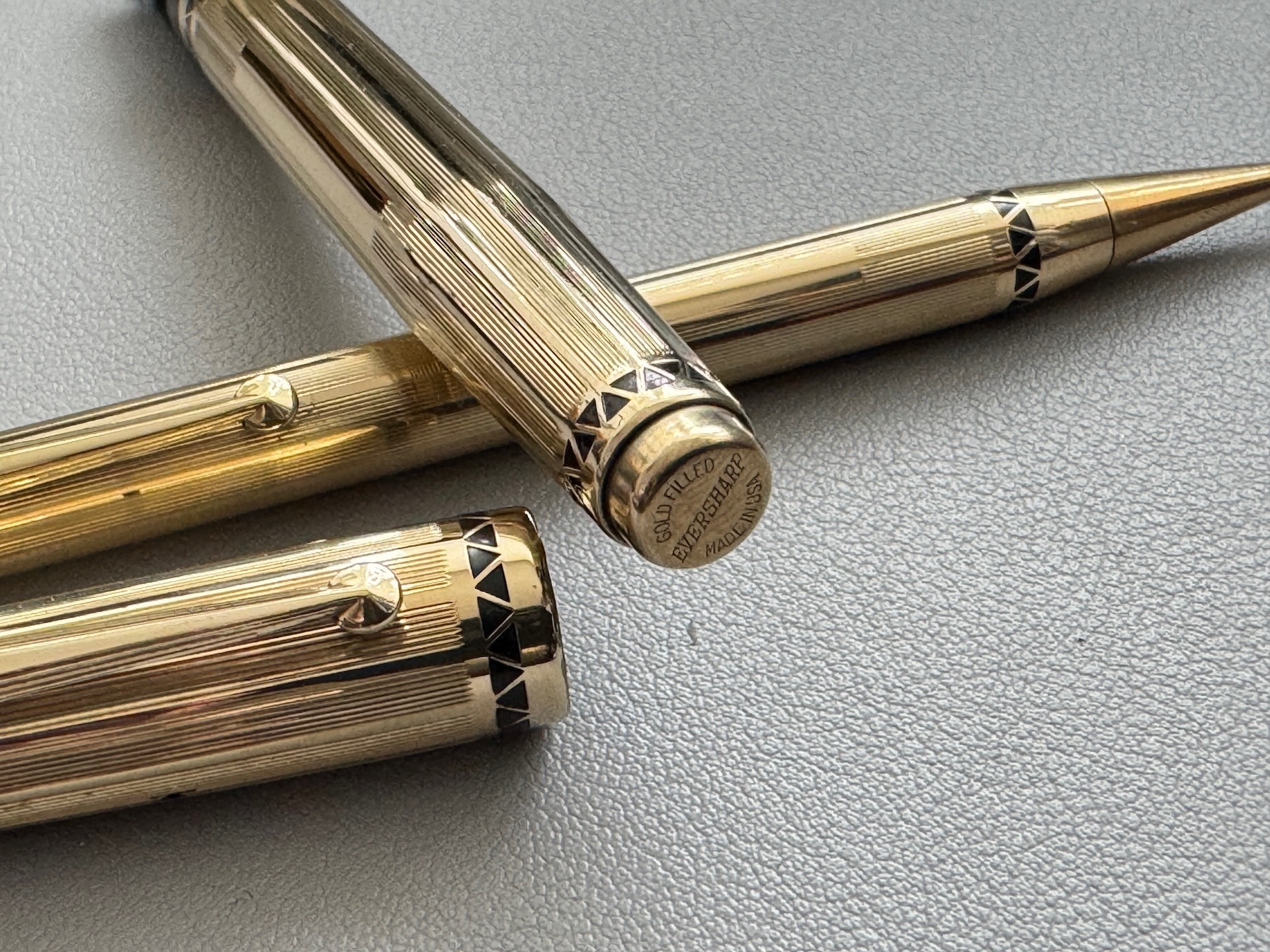 Wahl Eversharp Coronet Gold Filled Lever Fill Fountain Pen And Pencil Set C1937 Black Stone | Medium Nib - Image 8