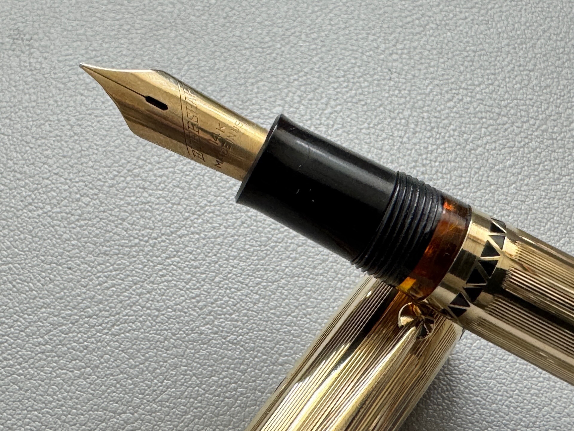 Wahl Eversharp Coronet Gold Filled Lever Fill Fountain Pen And Pencil Set C1937 Black Stone | Medium Nib - Image 7
