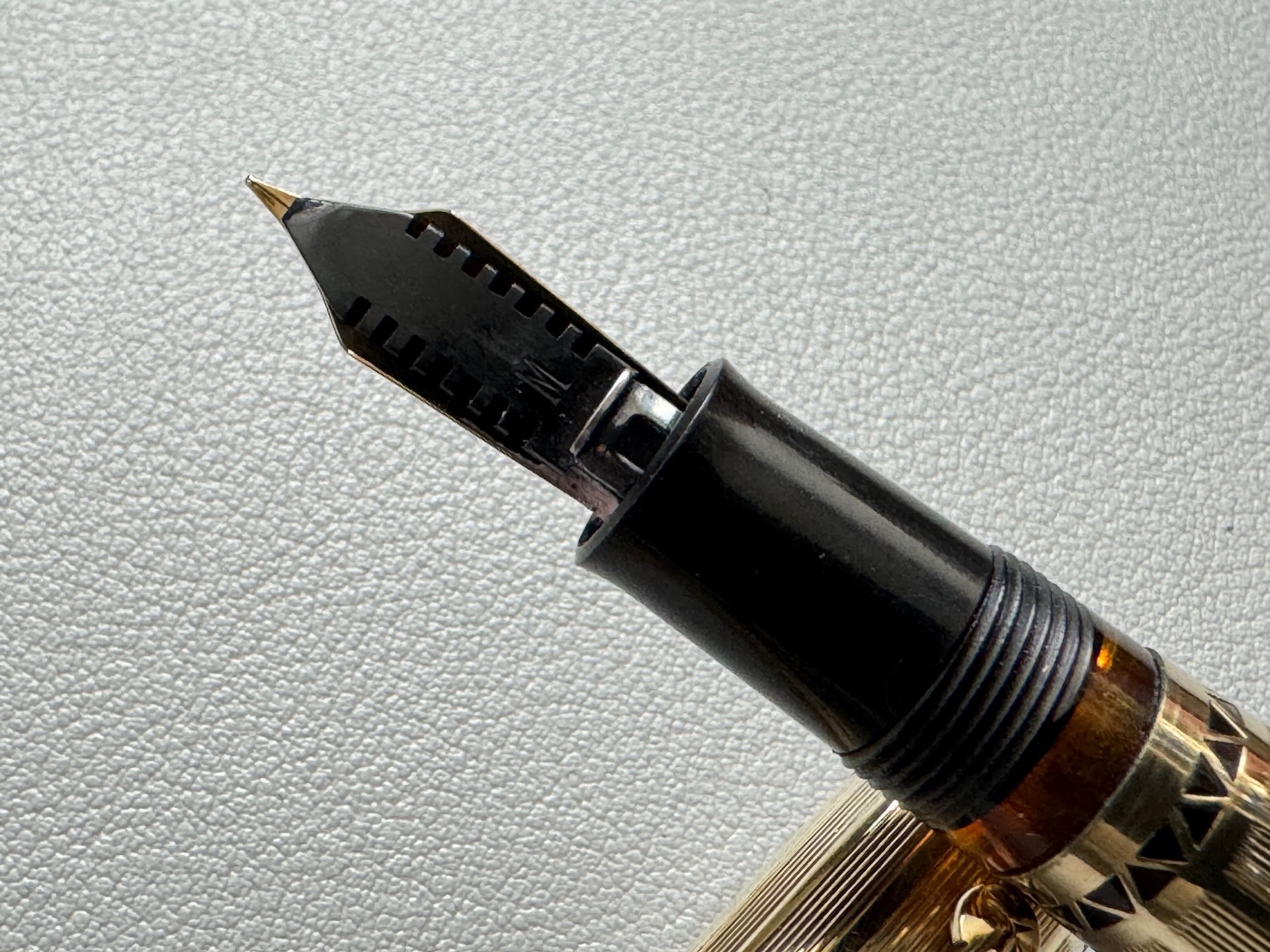 Wahl Eversharp Coronet Gold Filled Lever Fill Fountain Pen And Pencil Set C1937 Black Stone | Medium Nib - Image 6