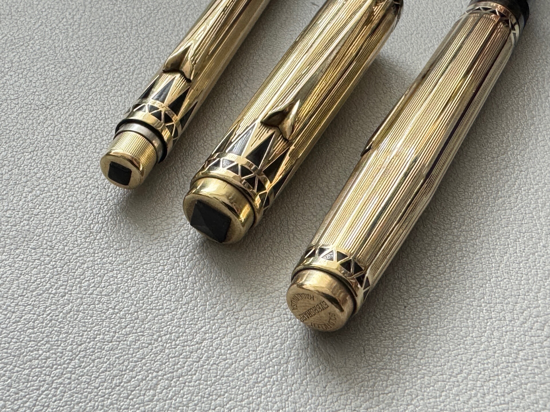 Wahl Eversharp Coronet Gold Filled Lever Fill Fountain Pen And Pencil Set C1937 Black Stone | Medium Nib - Image 2
