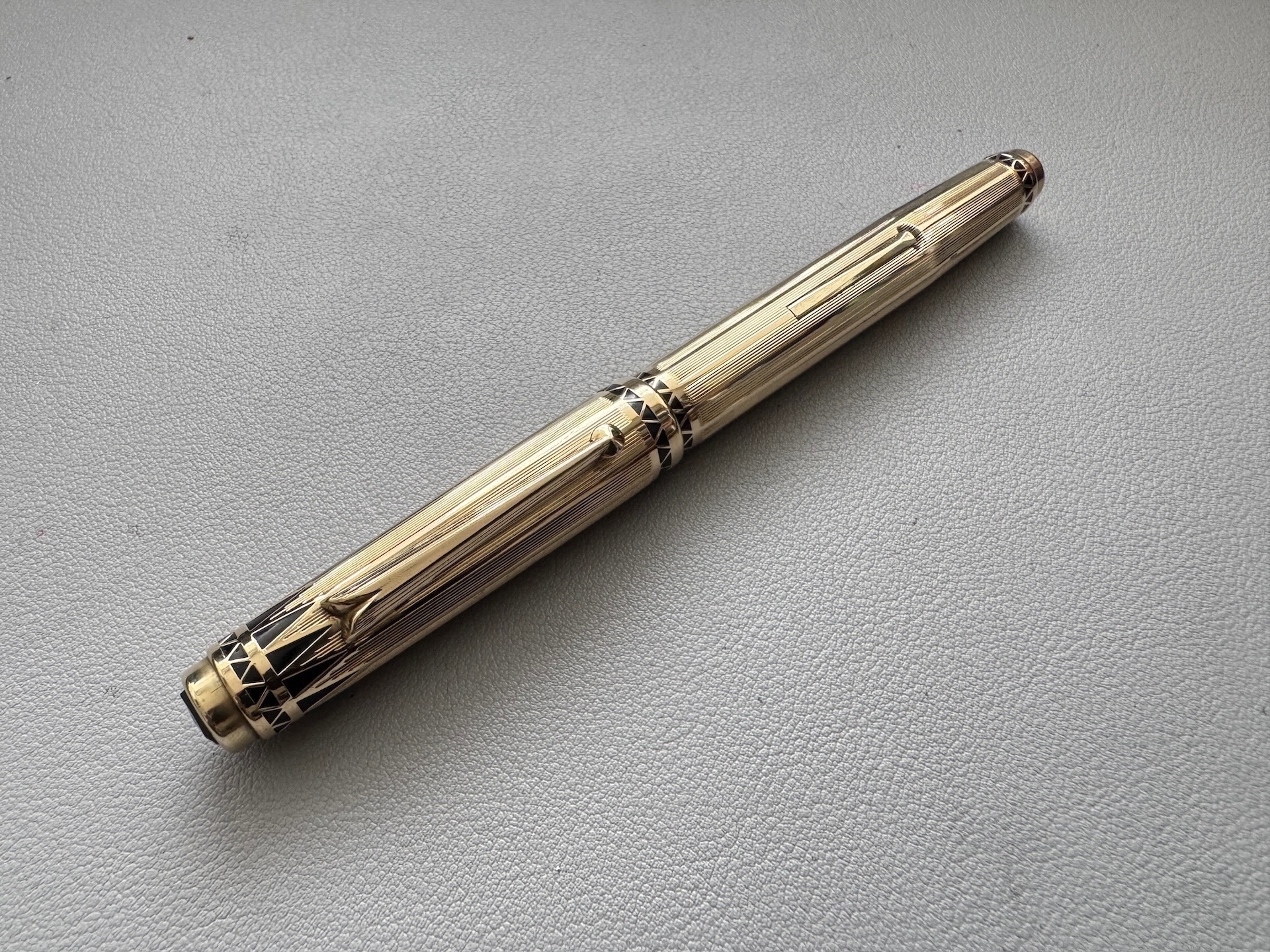 Wahl Eversharp Coronet Gold Filled Lever Fill Fountain Pen And Pencil Set C1937 Black Stone | Medium Nib - Image 3