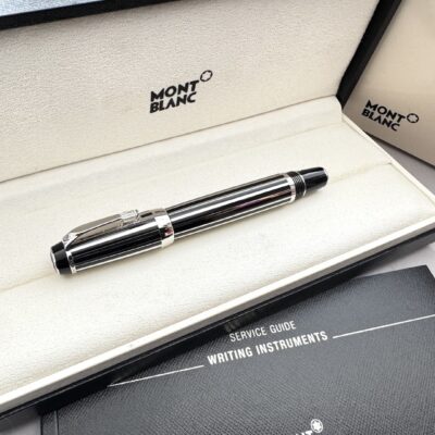 Montblanc Boheme Crystal Platinum Plated Stripes Fountain Pen with Retractable | Fine  18k Nib
