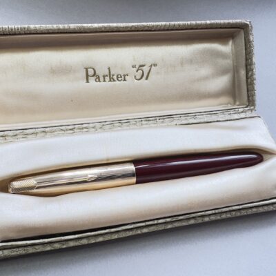 Parker 51 Burgundy Aerometric Filler Fountain Pen Gold Plated Cap  | 14ct  Medium Nib | Date Code 1956