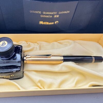 Pelikan M1050  Black Gold Plated On Sterling Silver  (Vermeil)  Piston Filler Fountain Pen I Fine Nib