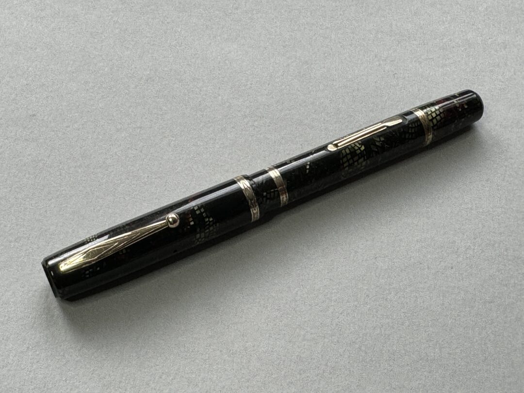 First Modern Pen 1930s Waterman 92 Green Black Red Lizard Pattern Lever Fill Fountain ...