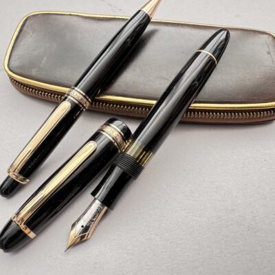 1950s Montblanc 146G Celluloid  Telescopic Piston Fill Fountain Pen & Pencil Set | Extra Fine  Nib