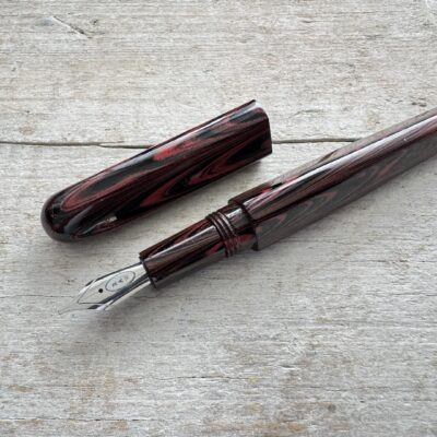 R A W 3   Japanese Ebonite  Red Ripple Fountain Pen | Available In All Nibs sizes
