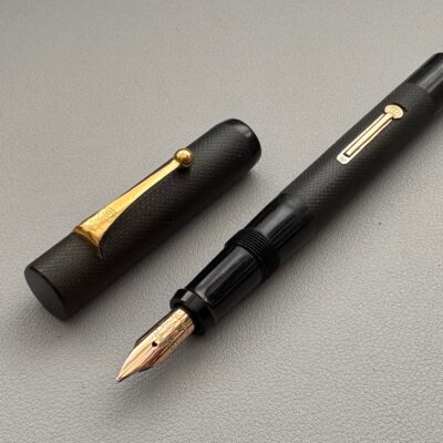 Onoto 9090  Chased Hard Rubber Lever Fill Fountain Pen | Broad Flexible No 4 14c Gold Nib