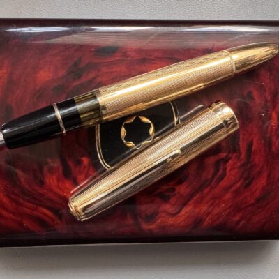 1950s Montblanc 744 Meisterstuck 18K Solid Gold  Rare  Three Vertical Pattern Fountain Pen |   Medium Nib