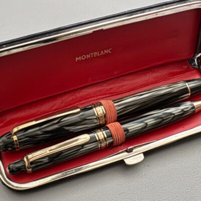 1950s Montblanc 146 Grey Striated Piston Fill Fountain Pen And Pencil Set | Fine Nib