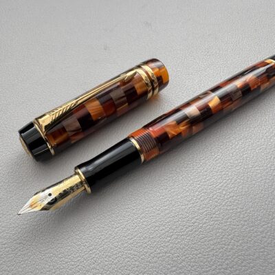 Parker Duofold Amber Check  International Fountain Pen | Medium Nib