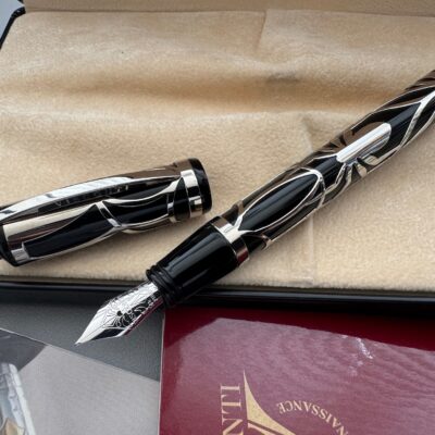 Visconti Istos Aracnis ( Spider) Black And SIlver Filigree Fountain pen | 14kt Gold Medium Nib