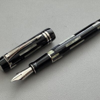 Parker Duofold Centennial Grey Black Mosaic Special Edition Fountain Pen | Medium Nib