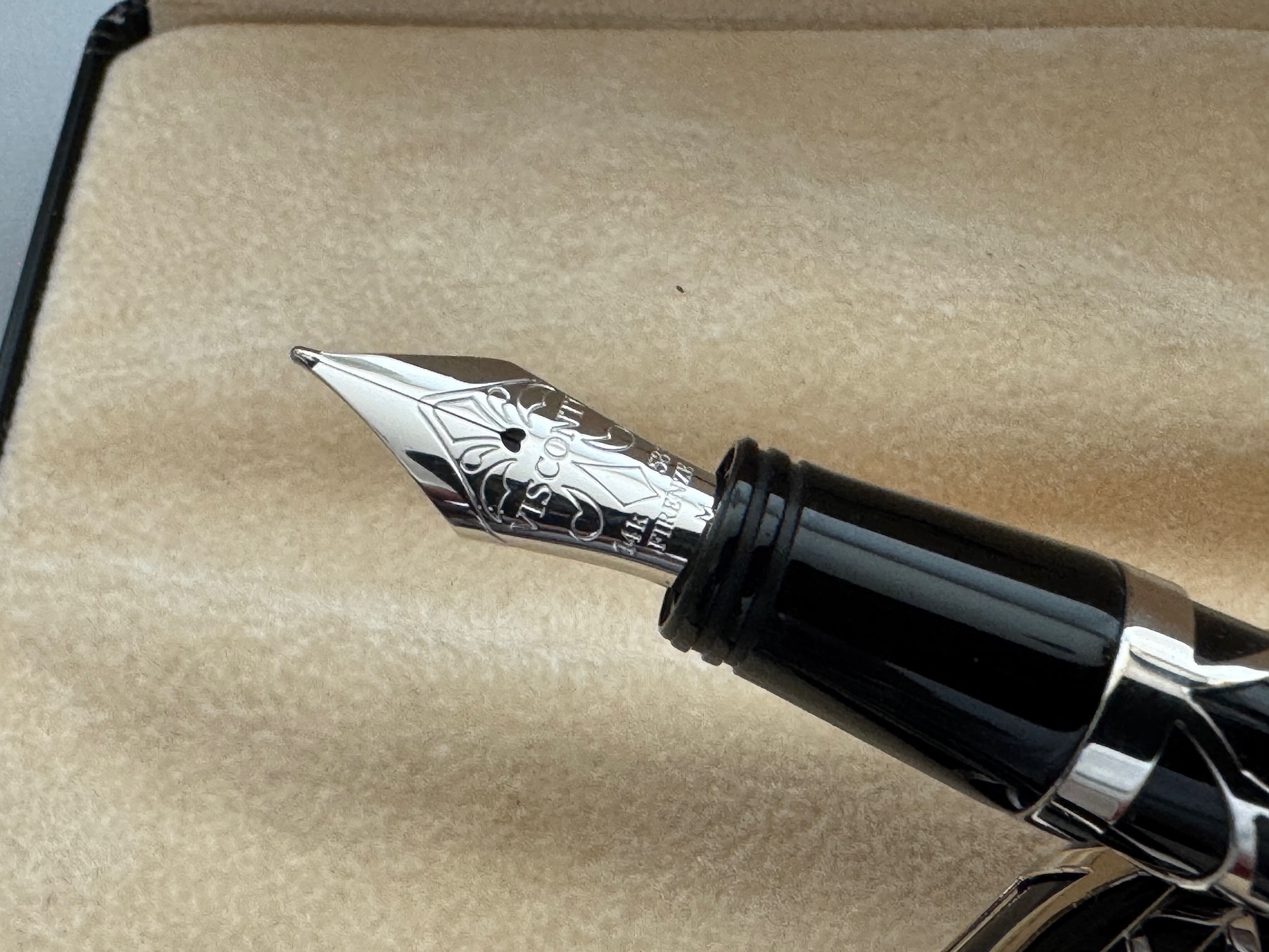 Visconti Istos Aracnis ( Spider) Black And SIlver Filigree Fountain pen | 14kt Gold Medium Nib - Image 5
